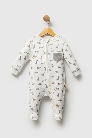 African Animals Theme Fermuarlı Tulum